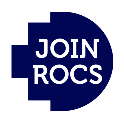 An RMIT Blue RMIT Pixel Logo with the text "Join ROCS" superimposed